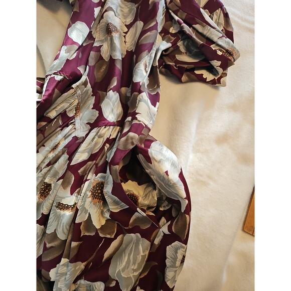 VTG Carol Anderson Dress Women's Sz 3/4 Red Floral A Line w/Shldr Pads & Pockets - Picture 13 of 13